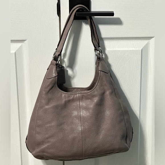 Coach Madison Maggie Taupe Leather Hobo Tote Carryall Shoulder Bag Purse - Picture 5 of 14